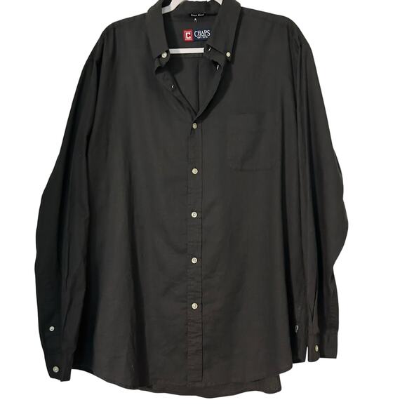 CHAPS Linen Blend Mens Mechanic Shirt NWT SZ XL Black Long Sleeve Office Resort - Picture 2 of 8